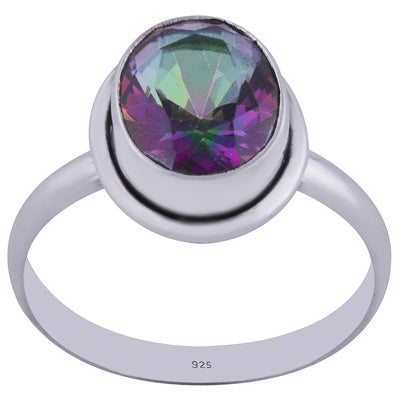 Gorgeous Setting Around Mystic Topaz Oval Shape 925 Sterling Solid Silver Ring - main product photo (R1000574-67)