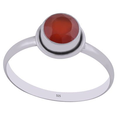 Beautiful Gorgeous Carnelian Round Shape 925 Sterling Solid Silver Ring - main product photo (R1000577-133)