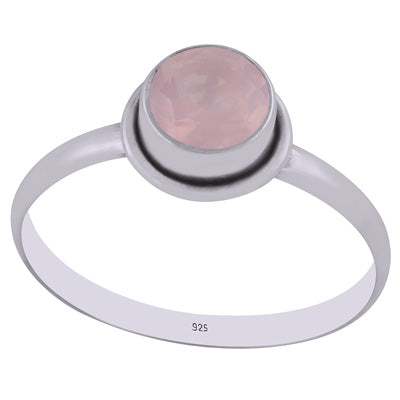 Beautiful Gorgeous Rose Quartz Round Shape 925 Sterling Solid Silver Ring - main product photo (R1000577-134)