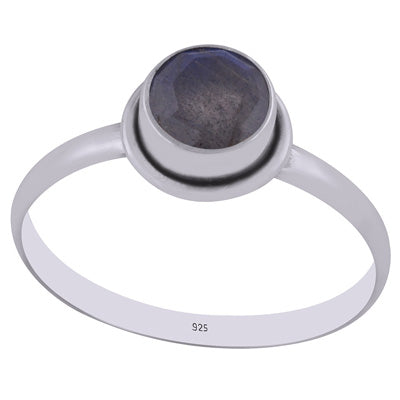 Beautiful Gorgeous Labradorite Round Shape 925 Sterling Solid Silver Ring - R1000577-68