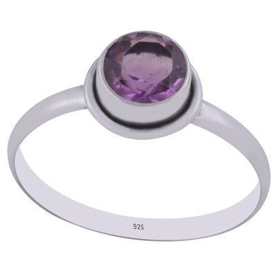 Beautiful Gorgeous Amethyst Round Shape 925 Sterling Solid Silver Ring - R1000577-91