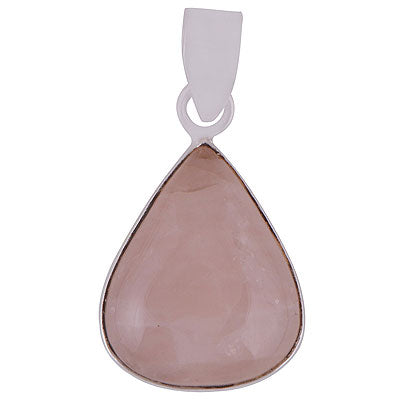 Gorgeous Plain Collet Rose Quartz Pear Shape 925 Sterling Solid Silver Pendants - main product photo (R100058-21)