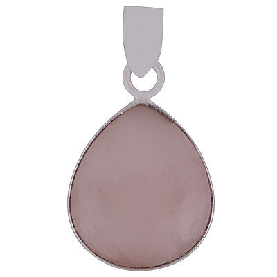 Gorgeous Plain Collet Rose Quartz Pear Shape 925 Sterling Solid Silver Pendants - main product photo (R100058-22)