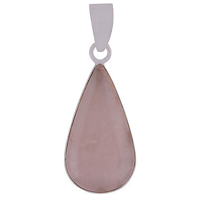 Gorgeous Plain Collet Rose Quartz Pear Shape 925 Sterling Solid Silver Pendants - main product photo (R100058-26)