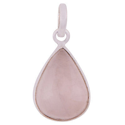 Gorgeous Plain Rose Quartz Pear Shape 925 Sterling Solid Silver Pendants - main product photo (R100058-32)