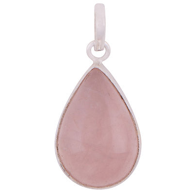 Gorgeous Plain Rose Quartz Pear Shape 925 Sterling Solid Silver Pendants - main product photo (R100058-33)