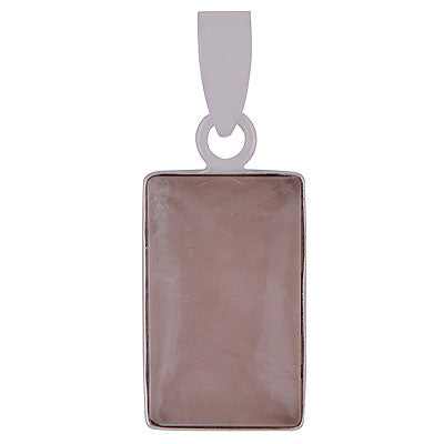 Stunning Plain Collet Rose Quartz Rectangle Shape 925 Sterling Solid Silver Pendants - main product photo (R100059-16)