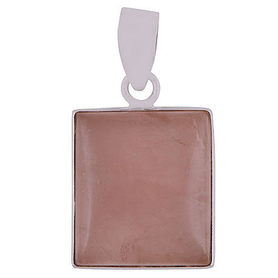 Stunning Plain Collet Rose Quartz Rectangle Shape 925 Sterling Solid Silver Pendants - main product photo (R100060-16)