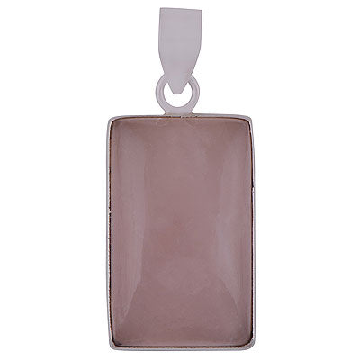 Stunning Plain Collet Rose Quartz Rectangle Shape 925 Sterling Solid Silver Pendants - main product photo (R100060-19)