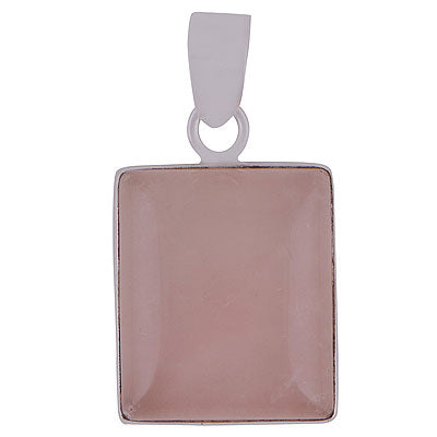 Gorgeous Plain Collet Rose Quartz Rectangle Shape 925 Sterling Solid Silver Pendants - main product photo (R100061-22)