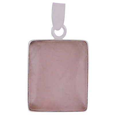 Gorgeous Plain Collet Rose Quartz Rectangle Shape 925 Sterling Solid Silver Pendants - main product photo (R100061-23)