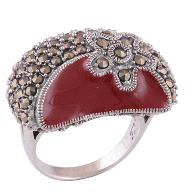 Enamel, Marcasite 925 Sterling Silver Ring - main product photo (R1000620-42)