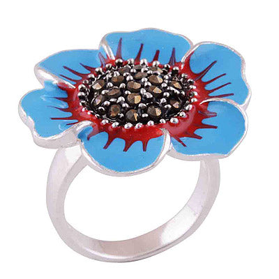 Enamel, Marcasite 925 Sterling Silver Ring - main product photo (R1000620-57)