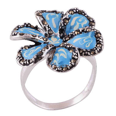 Enamel, Marcasite 925 Sterling Silver Ring - main product photo (R1000620-66)