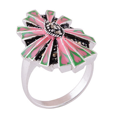 Enamel, Marcasite 925 Sterling Silver Ring - main product photo (R1000620-80)