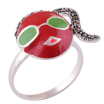 Enamel, Marcasite 925 Sterling Silver Ring - main product photo (R1000620-83)
