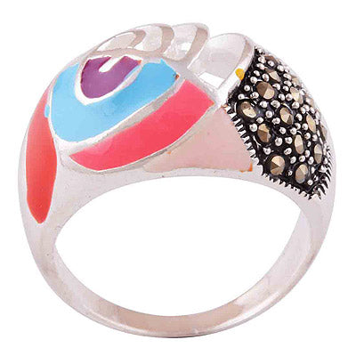 Enamel, Marcasite 925 Sterling Silver Ring - main product photo (R1000621-113)