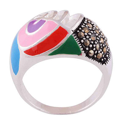 Enamel, Marcasite 925 Sterling Silver Ring - main product photo (R1000621-117)
