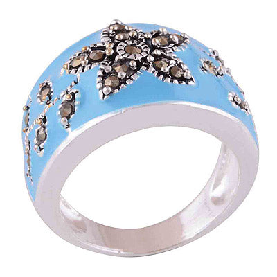 Enamel, Marcasite 925 Sterling Silver Ring - main product photo (R1000621-119)