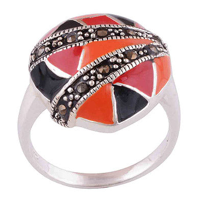 Enamel, Marcasite 925 Sterling Silver Ring - main product photo (R1000621-73)