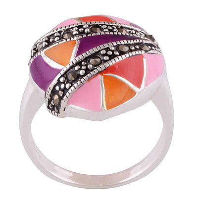 Enamel, Marcasite 925 Sterling Silver Ring - main product photo (R1000621-78)