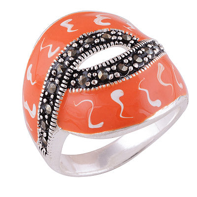 Enamel, Marcasite 925 Sterling Silver Ring - main product photo (R1000621-92)
