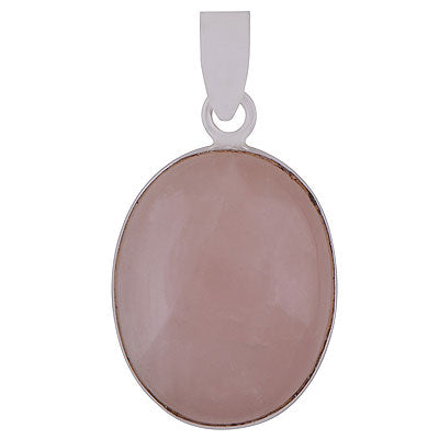 Stunning Plain Collet Rose Quartz Oval Shape 925 Sterling Solid Silver Pendants - main product photo (R100063-18)