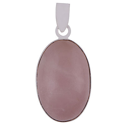 Stunning Plain Collet Rose Quartz Oval Shape 925 Sterling Solid Silver Pendants - main product photo (R100063-20)