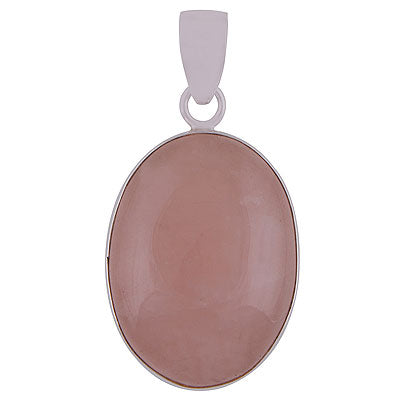 Gorgeous Plain Collet Rose Quartz Oval Shape 925 Sterling Solid Silver Pendants - main product photo (R100065-16)