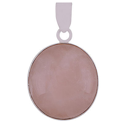 Gorgeous Plain Collet Rose Quartz Oval Shape 925 Sterling Solid Silver Pendants - main product photo (R100065-18)