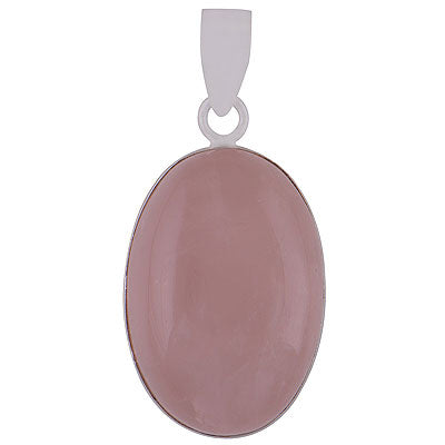 Gorgeous Plain Collet Rose Quartz Oval Shape 925 Sterling Solid Silver Pendants - main product photo (R100065-19)