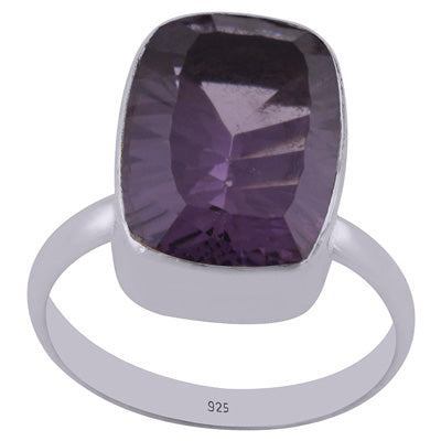 Beautifully Seated Gemstone Cubic Zirconia Rectangle Shape 925 Sterling Solid Silver Ring - R1000730-1