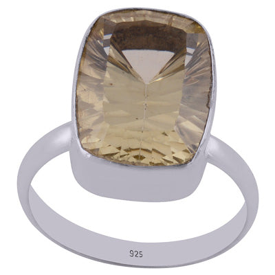 Beautifully Seated Gemstone Cubic Zirconia Rectangle Shape 925 Sterling Solid Silver Ring - R1000730-6