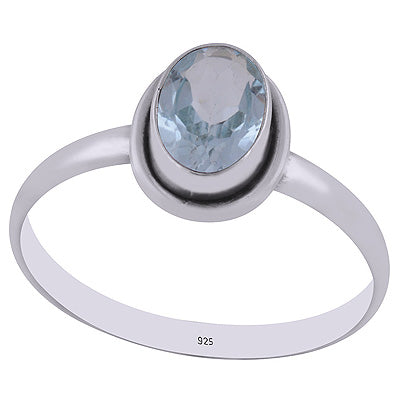 Gorgeous Stunning Blue Topaz Oval Shape 925 Sterling Solid Silver Ring - R1000860-11