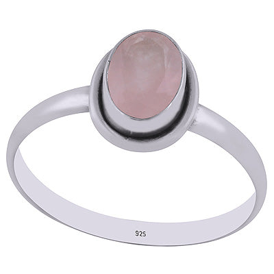 Gorgeous Stunning Rose Quartz Oval Shape 925 Sterling Solid Silver Ring - R1000860-12