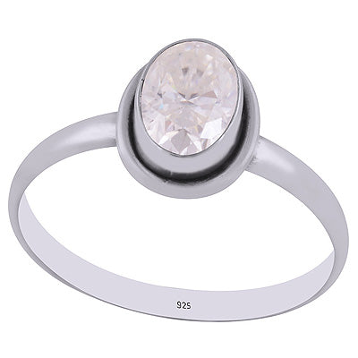 Gorgeous Stunning White Cubic Zirconia Oval Shape 925 Sterling Solid Silver Ring - R1000860-8
