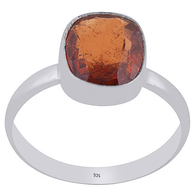 Gorgeous Seated Gemstone Hessonite Fancy Shape 925 Sterling Solid Silver Ring - R1000868-18