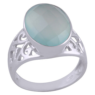 Aqua Chalcedony 925 Sterling Silver Ring - R1000912-73