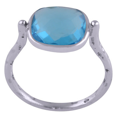 Alluring Rustic Work Around Cubic Zirconia Cushion Shape 925 Sterling Solid Silver Ring - R1000918-251