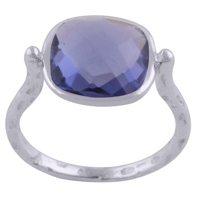 Alluring Rustic Work Around Cubic Zirconia Cushion Shape 925 Sterling Solid Silver Ring - R1000918-252