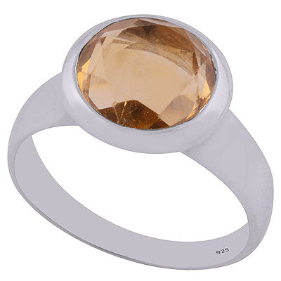 Gorgeous Gemstone Citrine Round Shape 925 Sterling Solid Silver Ring - R1000919-238