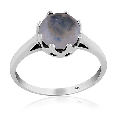 Gorgeous Setting Around Rainbow Moonstone Round Shape 925 Sterling Solid Silver Ring - R1000956-134