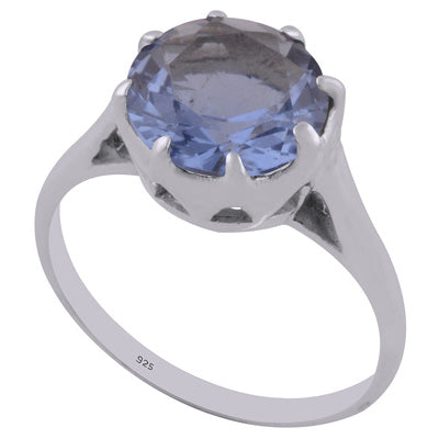 Gorgeous Setting Around Cubic Zirconia Round Shape 925 Sterling Solid Silver Ring - R1000956-203