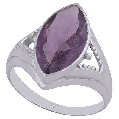 Beautiful Rawa Cut Work Around Amethyst Marquise Shape 925 Sterling Solid Silver Ring - R1000961-102