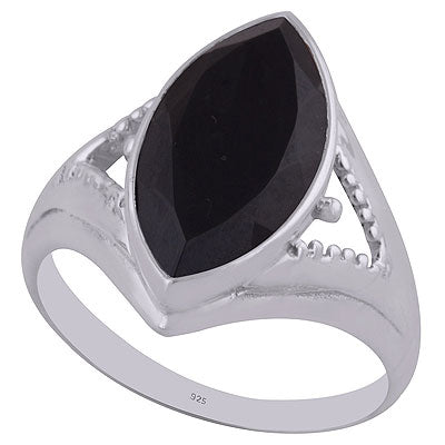 Beautiful Rawa Cut Work Around Black Onyx Marquise Shape 925 Sterling Solid Silver Ring - R1000961-88