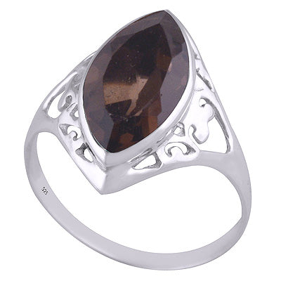 Alluring Cut Work Around Smoky Topaz Marquise Shape 925 Sterling Solid Silver Ring - R1000964-263