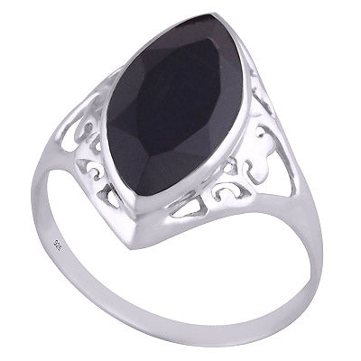 Alluring Cut Work Around Black Onyx Marquise Shape 925 Sterling Solid Silver Ring - R1000964-266