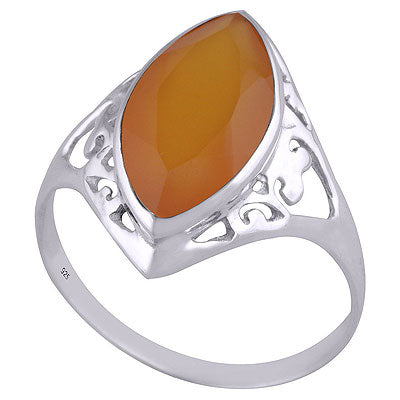 Alluring Cut Work Around Carnelian Marquise Shape 925 Sterling Solid Silver Ring - R1000964-291