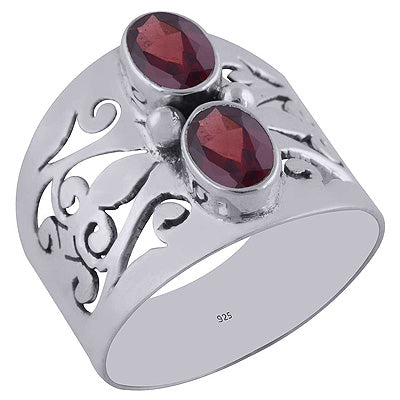 Garnet 925 Sterling Silver Ring - R1001126-11
