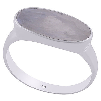 Capsule Design Rainbow Moonstone Oval Shape 925 Sterling Solid Silver Ring - R1001141-160